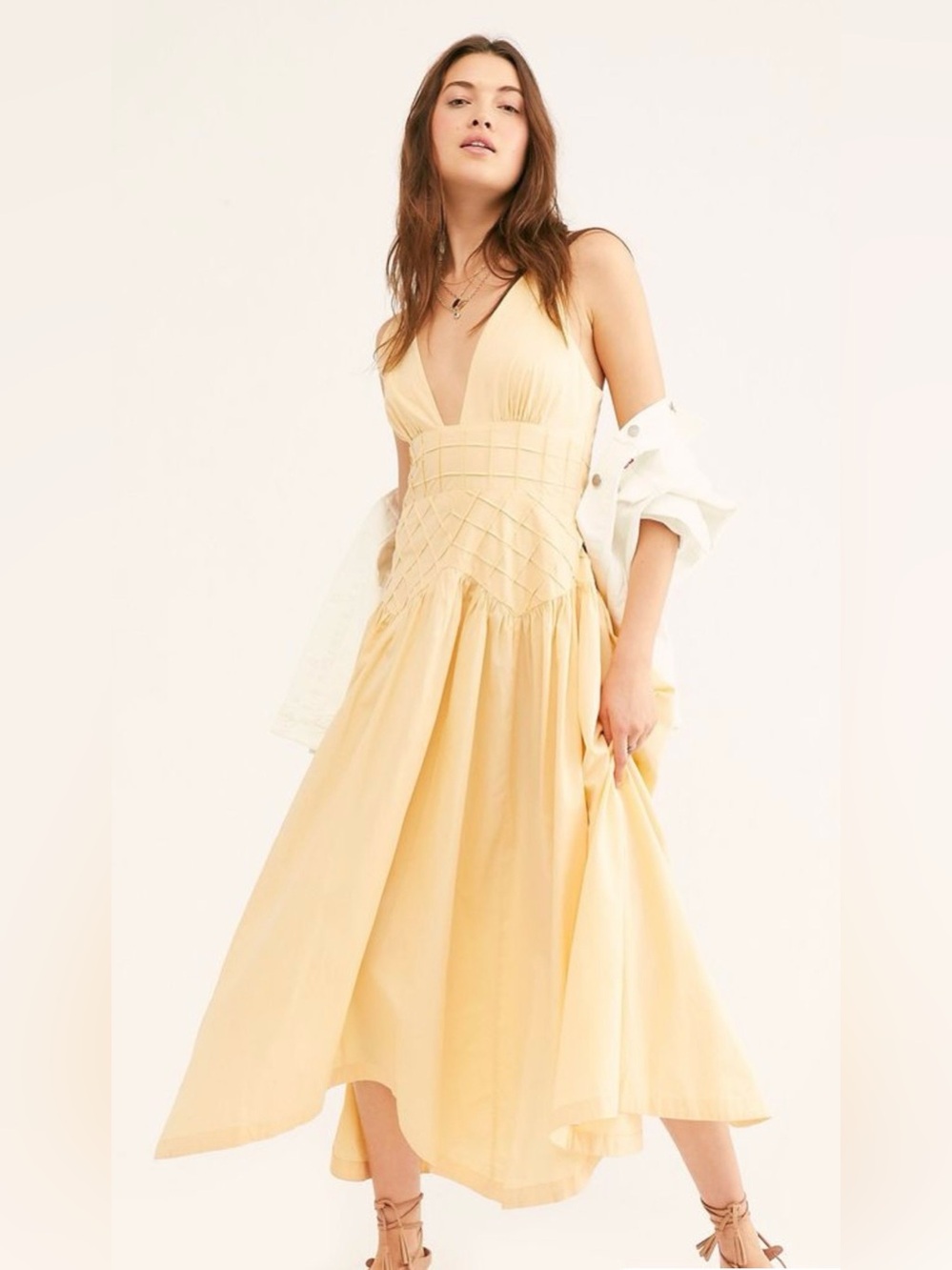 EUC Free People Endless Summer Queen Midi Dress Size XS Yellow